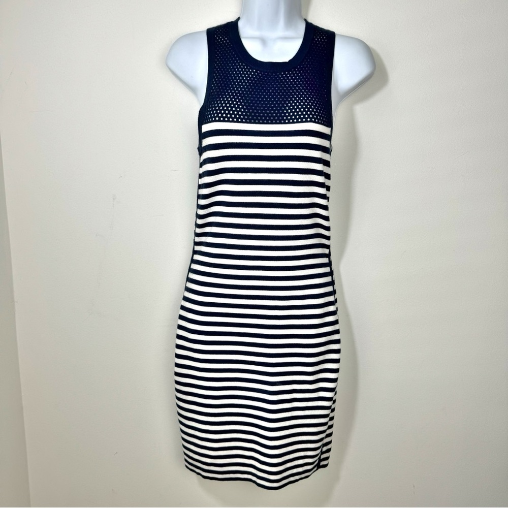 Rag & Bone Giselle Mesh-Inset Striped Mini Dress Blue & White Size Extra Small